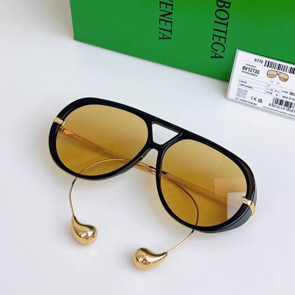 ? Bottega Veneta Black and Gold Sunglasses main image 8